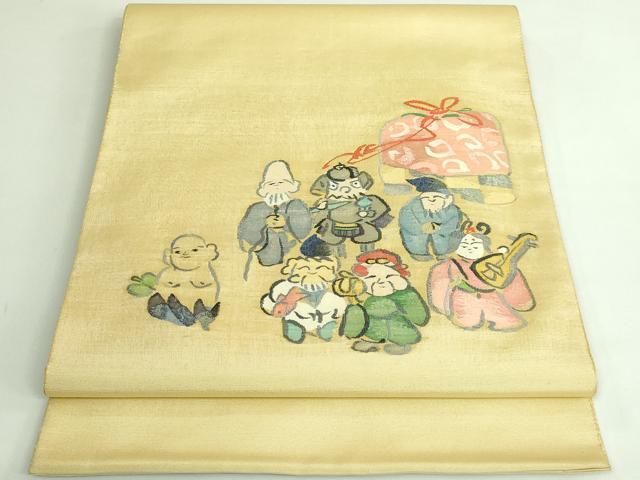 平和屋着物●極上　太鼓柄袋帯　すくい織　七福神　逸品　DZAB3374kh6