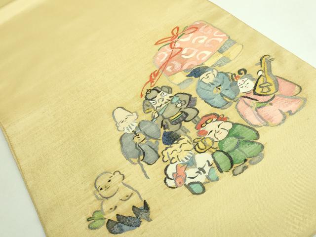 平和屋着物●極上　太鼓柄袋帯　すくい織　七福神　逸品　DZAB3374kh6