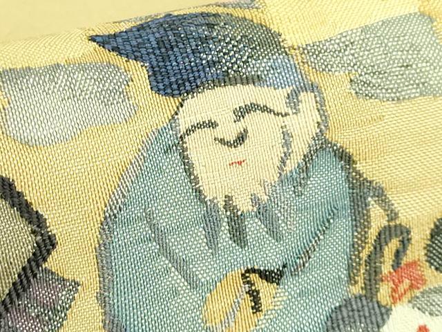 平和屋着物●極上　太鼓柄袋帯　すくい織　七福神　逸品　DZAB3374kh6