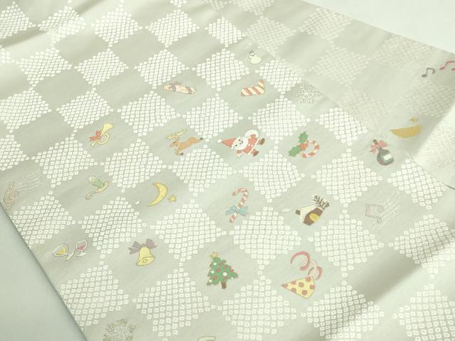 平和屋着物●極上　西陣　まいづる謹製　九寸名古屋帯　唐織　クリスマス　サンタクロース　トナカイ　雪だるま　金銀糸　逸品 DZAB3377kh6