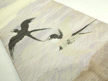 平和屋着物＊極上　夏物　アンティーク　大正ロマン　丸帯　引き抜き帯　燕　ツバメ　金糸　逸品　DZAB3381kh6