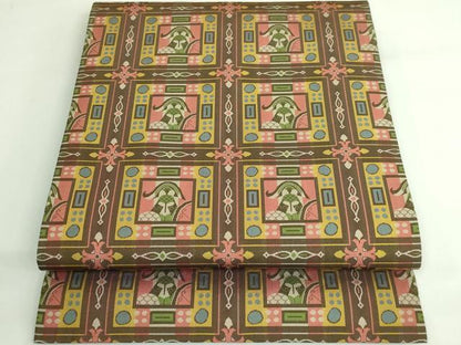 平和屋着物●極上　龍村美術織物　九寸開き名古屋帯　コプト甲冑文　逸品　未使用　DZAB3383kh6