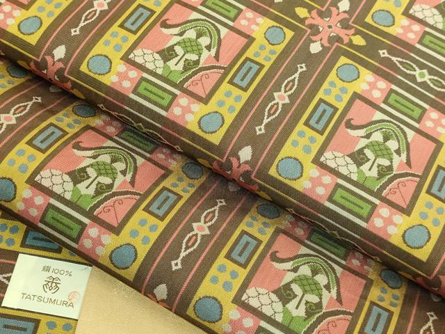 平和屋着物●極上　龍村美術織物　九寸開き名古屋帯　コプト甲冑文　逸品　未使用　DZAB3383kh6