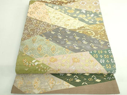 平和屋本店●極上　明綴れ　全通柄袋帯　切り嵌め花文　金銀糸　逸品　DZAB3385kh6