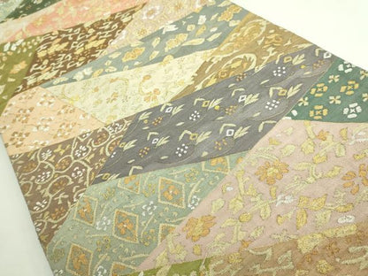 平和屋本店●極上　明綴れ　全通柄袋帯　切り嵌め花文　金銀糸　逸品　DZAB3385kh6