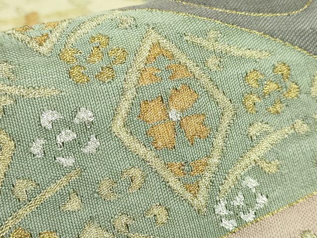 平和屋本店●極上　明綴れ　全通柄袋帯　切り嵌め花文　金銀糸　逸品　DZAB3385kh6