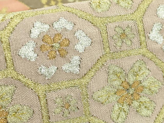 平和屋本店●極上　明綴れ　全通柄袋帯　切り嵌め花文　金銀糸　逸品　DZAB3385kh6