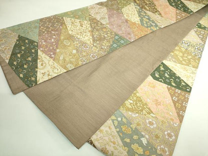 平和屋本店●極上　明綴れ　全通柄袋帯　切り嵌め花文　金銀糸　逸品　DZAB3385kh6