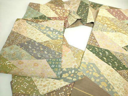 平和屋本店●極上　明綴れ　全通柄袋帯　切り嵌め花文　金銀糸　逸品　DZAB3385kh6