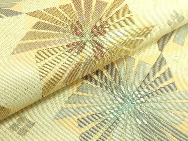 平和屋本店●極上 西陣 川島織物 太鼓柄 本袋帯 螺鈿錦 煌彩市松 金銀彩 共箱付き 逸品 DZAB3391kh6