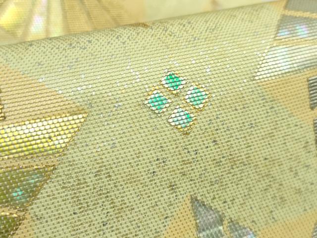 平和屋本店●極上 西陣 川島織物 太鼓柄 本袋帯 螺鈿錦 煌彩市松 金銀彩 共箱付き 逸品 DZAB3391kh6