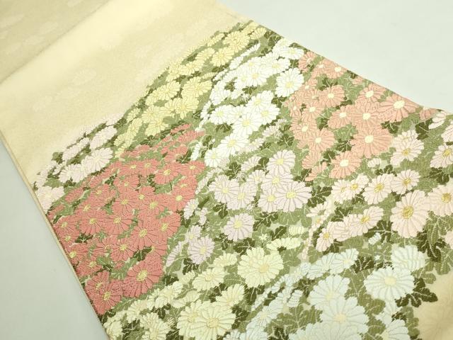 平和屋本店●極上 山口美術織物 皇室 伊勢神宮御用 西陣織 太鼓柄袋帯 唐織 薫苑菊陽文 金糸 上代58万 冊子・共箱 逸品 未使用 DZAB3392kh6