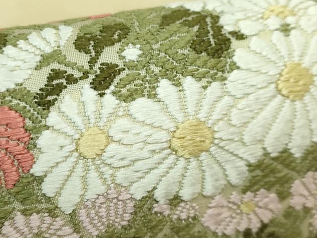 平和屋本店●極上 山口美術織物 皇室 伊勢神宮御用 西陣織 太鼓柄袋帯 唐織 薫苑菊陽文 金糸 上代58万 冊子・共箱 逸品 未使用 DZAB3392kh6