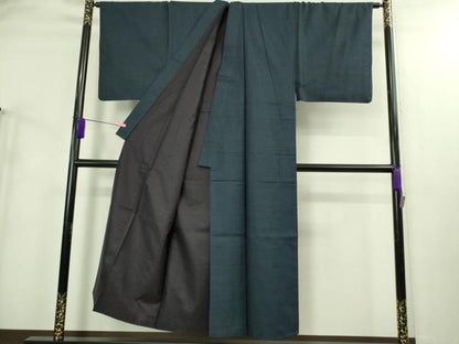 平和屋着物●極上　男性　紬　アンサンブル　羽織・長襦袢(無双仕立て)セット　亀甲柄　羽裏・一富士二鷹三茄子　逸品　DZAB3401kh6