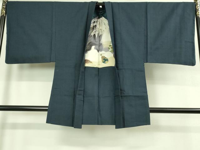 平和屋着物●極上　男性　紬　アンサンブル　羽織・長襦袢(無双仕立て)セット　亀甲柄　羽裏・一富士二鷹三茄子　逸品　DZAB3401kh6