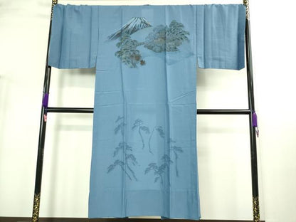 平和屋着物●極上　男性　紬　アンサンブル　羽織・長襦袢(無双仕立て)セット　亀甲柄　羽裏・一富士二鷹三茄子　逸品　DZAB3401kh6