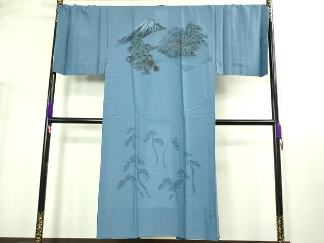 平和屋着物●極上　男性　紬　アンサンブル　羽織・長襦袢(無双仕立て)セット　亀甲柄　羽裏・一富士二鷹三茄子　逸品　DZAB3401kh6