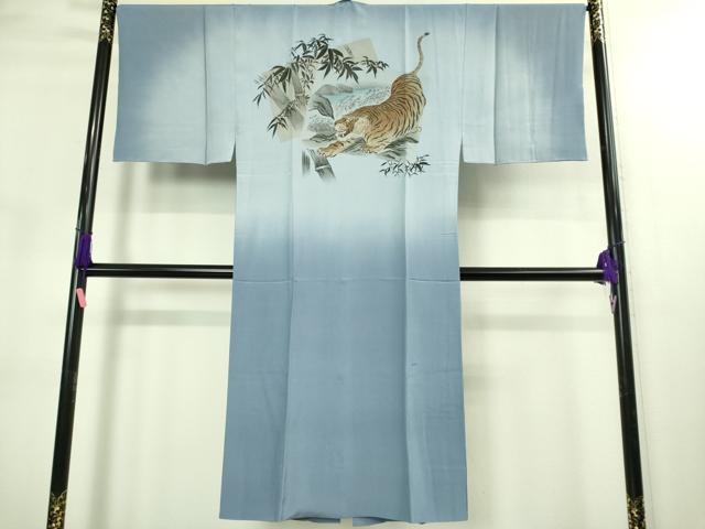 平和屋着物●極上　男性　本場大島紬　アンサンブル　長羽織・長襦袢(袷)セット　100亀甲　総詰め　羽裏・虎　逸品　未使用　DZAB3402kh6