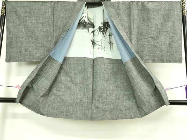 平和屋着物●極上　男性　紬　アンサンブル　キングサイズ　消墨色　逸品　未使用　DZAB3404kh6