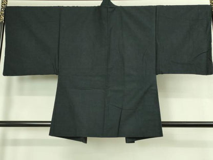 平和屋着物●極上　男性　紬　アンサンブル　色無地　濃い藍墨茶色　逸品　DZAB3405kh6
