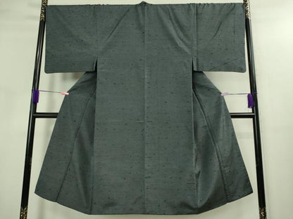 平和屋着物●極上　男性　髭紬　アンサンブル　藍墨茶色　羽裏・龍　逸品　DZAB3406kh6