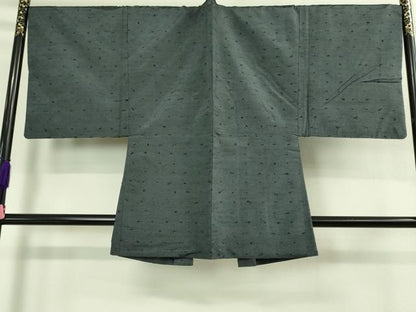 平和屋着物●極上　男性　髭紬　アンサンブル　藍墨茶色　羽裏・龍　逸品　DZAB3406kh6