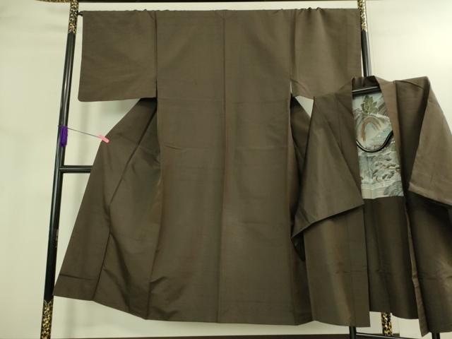 平和屋着物●極上　男性　紬　アンサンブル　色無地　赤墨色　逸品　DZAB3409kh6