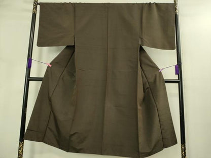 平和屋着物●極上　男性　紬　アンサンブル　色無地　赤墨色　逸品　DZAB3409kh6