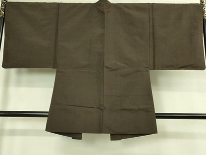 平和屋着物●極上　男性　紬　アンサンブル　色無地　赤墨色　逸品　DZAB3409kh6