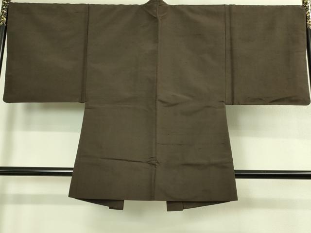 平和屋着物●極上　男性　紬　アンサンブル　色無地　赤墨色　逸品　DZAB3409kh6