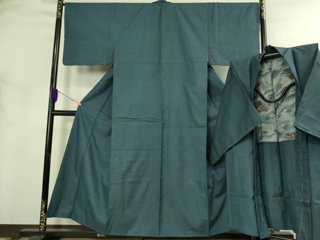 平和屋着物●極上　男性　紬　アンサンブル　長羽織　亀甲柄　羽裏・龍　逸品　未使用　DZAB3410kh6