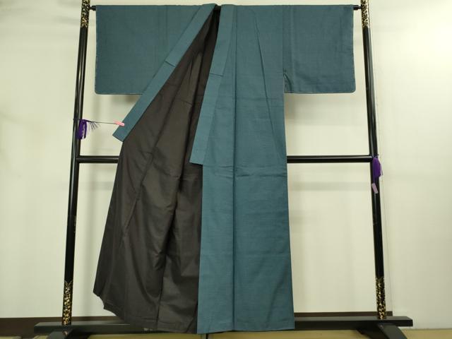 平和屋着物●極上　男性　紬　アンサンブル　長羽織　亀甲柄　羽裏・龍　逸品　未使用　DZAB3410kh6