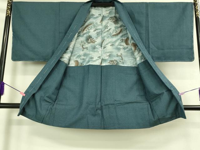 平和屋着物●極上　男性　紬　アンサンブル　長羽織　亀甲柄　羽裏・龍　逸品　未使用　DZAB3410kh6
