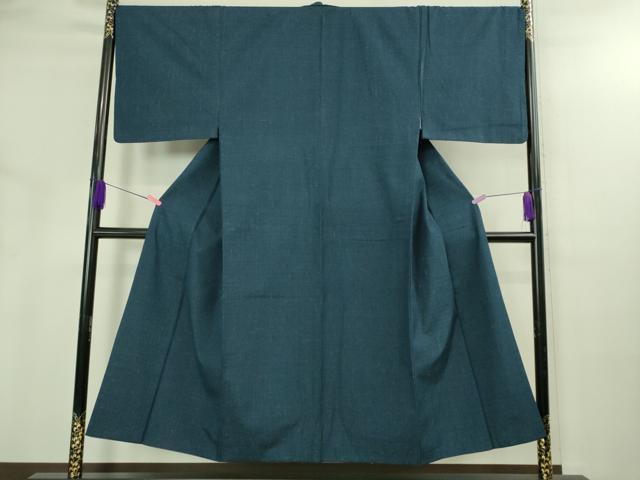 平和屋着物●極上 男性 紬 アンサンブル 長羽織 濃い紺鼠色 逸品 DZAB3415kh6