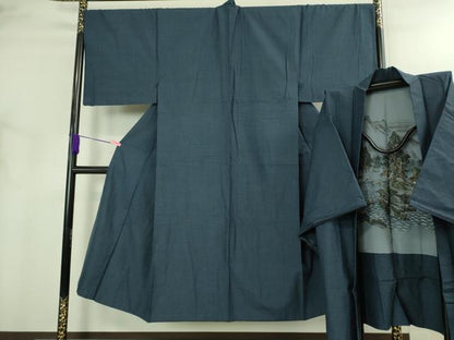 平和屋着物●極上 男性 紬 アンサンブル キングサイズ 長羽織 逸品 DZAB3416kh6