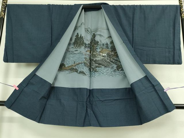平和屋着物●極上 男性 紬 アンサンブル キングサイズ 長羽織 逸品 DZAB3416kh6