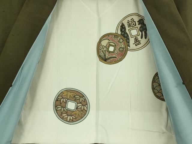 平和屋着物●極上　男性　玉龍紬　アンサンブル　長羽織・長襦袢(無双仕立て)セット　濃い媚茶色　証紙・反端付き　逸品　DZAB3418kh6