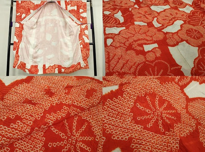 平和屋本店●極上　創業460年・千總　振袖・長襦袢(袷・半衿刺繍)　駒刺繍　立波吉祥花舟文　黒地　逸品　DZAB3420kh6