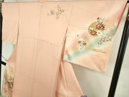 平和屋本店●極上　創業460年・千總　訪問着　雪輪草花文　虹色地　暈し染め　金彩　反端付き　逸品　DZAB3421kh6