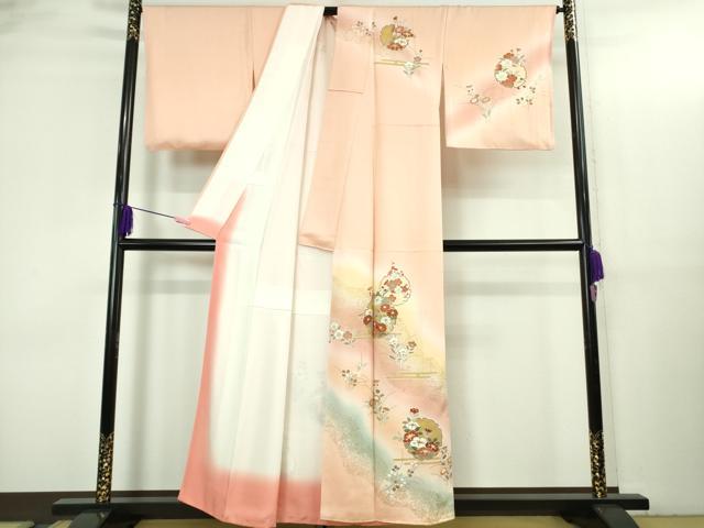 平和屋本店●極上　創業460年・千總　訪問着　雪輪草花文　虹色地　暈し染め　金彩　反端付き　逸品　DZAB3421kh6
