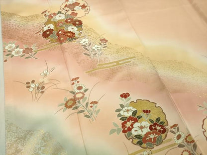 平和屋本店●極上　創業460年・千總　訪問着　雪輪草花文　虹色地　暈し染め　金彩　反端付き　逸品　DZAB3421kh6