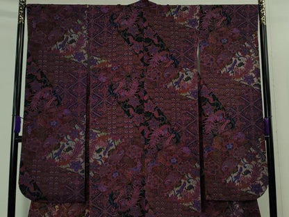 平和屋本店●希少　前田仁仙　仁仙更紗　振袖　仁仙花布　反端付き　逸品　未使用　DZAB3424kh6