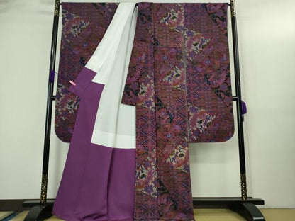 平和屋本店●希少　前田仁仙　仁仙更紗　振袖　仁仙花布　反端付き　逸品　未使用　DZAB3424kh6