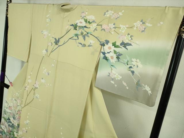 平和屋本店●極上 訪問着 友禅 草花文 蒸栗色 暈し染め 三越扱い 逸品 DZAB3426kh6