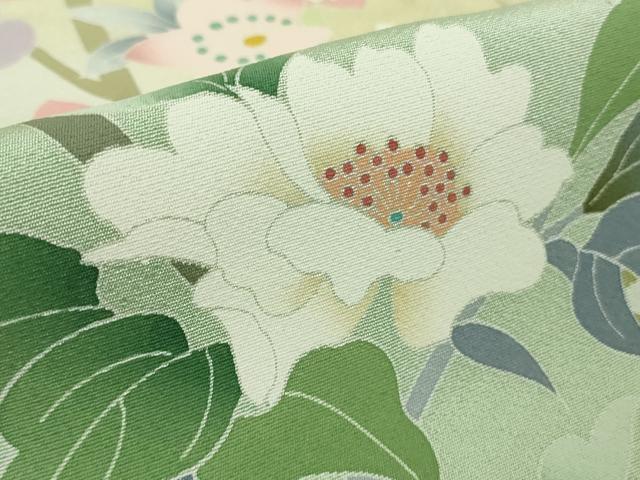 平和屋本店●極上 訪問着 友禅 草花文 蒸栗色 暈し染め 三越扱い 逸品 DZAB3426kh6