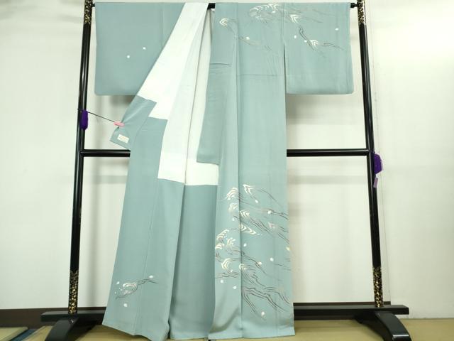平和屋本店●極上 本加賀友禅作家 松井眞夫 訪問着 川波こぼれ桜 やまと金ラベル 証紙付き 逸品 DZAB3428kh6