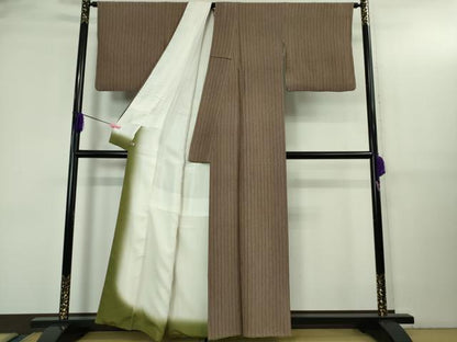 平和屋本店●極上　小紋師　藍田正雄　江戸小紋　間道　焦茶色　さが美扱い　逸品　DZAB3433kh6