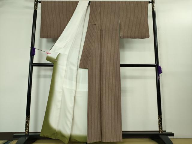 平和屋本店●極上　小紋師　藍田正雄　江戸小紋　間道　焦茶色　さが美扱い　逸品　DZAB3433kh6