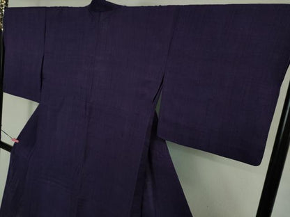 平和屋本店▽極上　浦野理一　経節紬　単衣　色無地　桑の実色　逸品　DZAB3439kh6