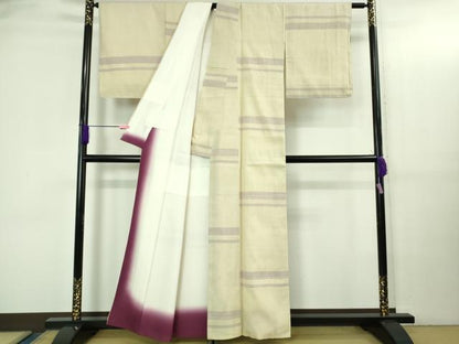 平和屋本店●極上 本場結城紬 重要無形文化財 100亀甲 鳥の子色地 逸品 未使用 DZAB3443kh6